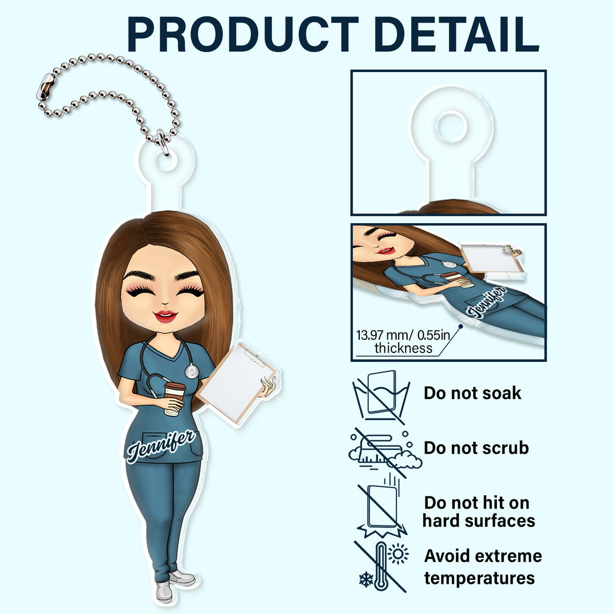 Nurse Chibi Vector - Gift For Nurse - Personalized Acrylic Car Hanger