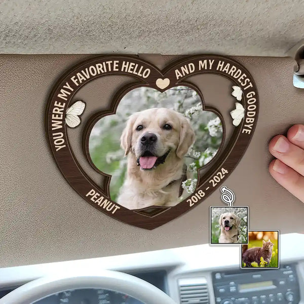 Custom Photo Memorial You Were My Favorite Hello And My Hardest Goodbye - Personalized Custom Shaped Car Visor Clip