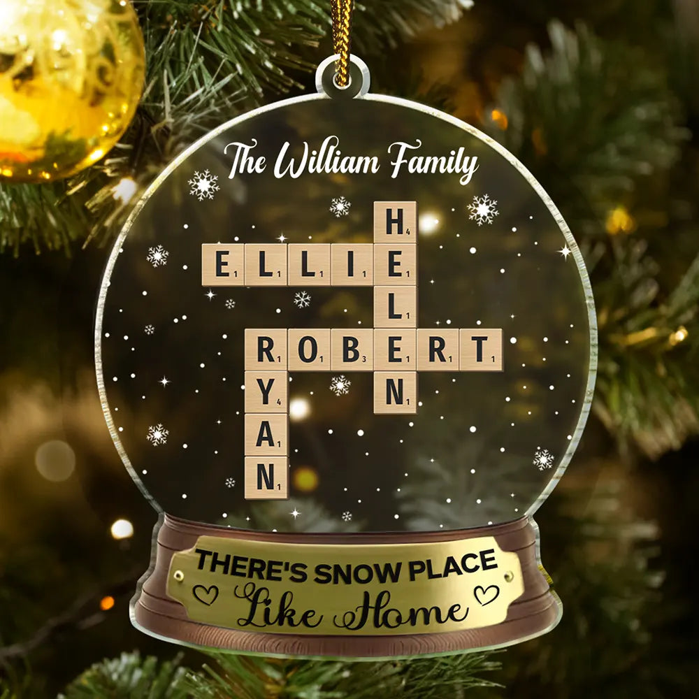 Family - There's Snow Place Like Home Family Crossword Scrabble - Personalized Custom Shaped Acrylic Ornament