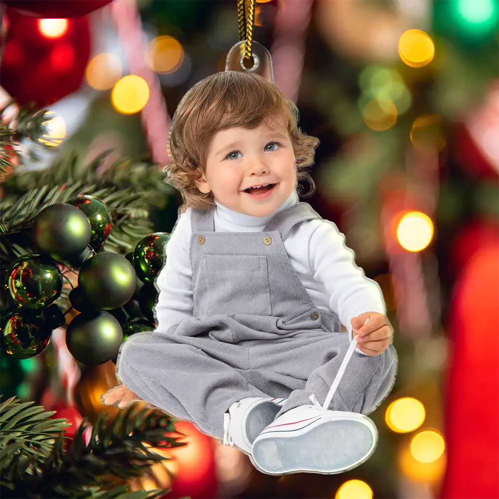Gift For Kids - Custom Photo Happy Kids - Personalized Cutout Acrylic Ornament