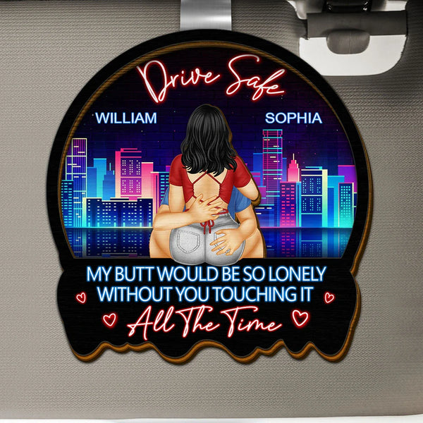 Gift For Couples, Gift For Husband, Gift For Wife, Gift For Boyfriend, Gift For Girlfriend - Couple Drive Safe I Love You - Personalized Custom Shaped Car Visor Clip