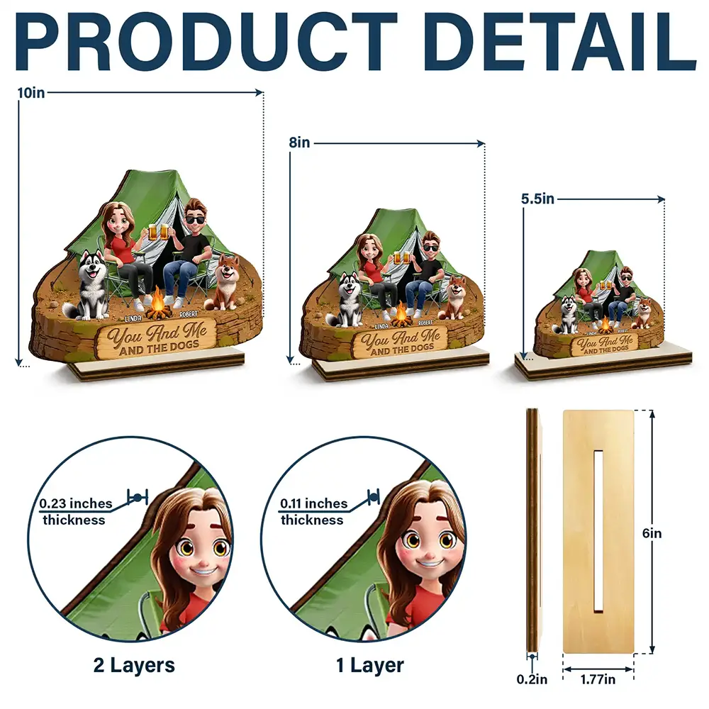 Summer,Camping,Gift For Couples,Pet Couple,Pet Lovers,Romantic,Vector - Husband And Wife Camping Partners For Life - Personalized Custom Shaped Wooden Plaque