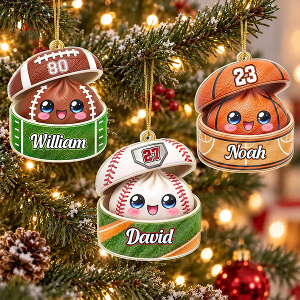 Baseball,Playful,Christmas,Gift For Kids,Icon - Cute Squishy Dumpling Ball Sport Gift For Kids - Personalized Custom Shaped Acrylic Ornament