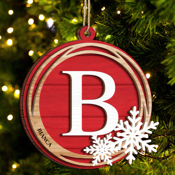 Family Monogram Alphabet - Christmas Gift For Family - Personalized 2-Layered Wooden Ornament