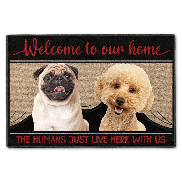 Custom Photo Live Here With Us - Gift For Pet Lovers - Personalized Doormat