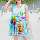 Colorful Flower Heart Grandma - Personalized Sleeveless Tank Dress