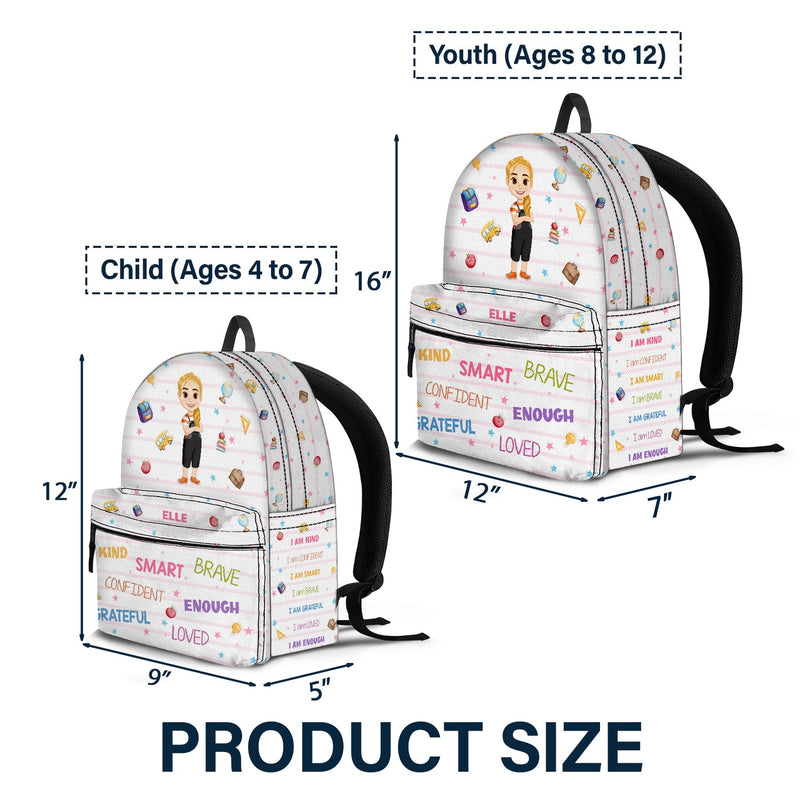 I'm Kind Smart Brave Confident - Gift For Kids, Back To School Gift - Personalized Canvas Backpack