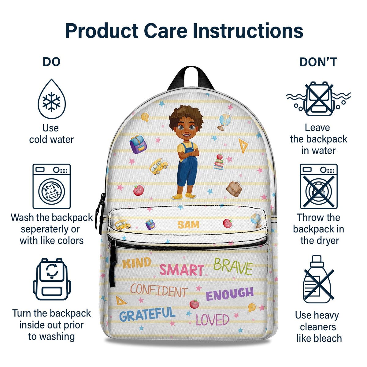 I'm Kind Smart Brave Confident - Gift For Kids, Back To School Gift - Personalized Canvas Backpack