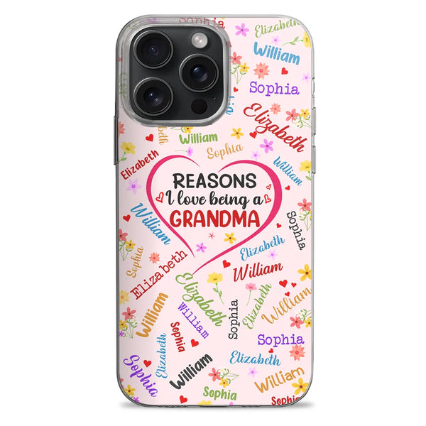 Christmas,Happy,Gift For Grandma,Gift For Mother - Reasons I Love Being A Grandma - Personalized Clear Phone Case