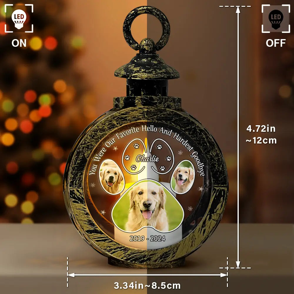 Memorial, Pet Lovers, Dog Lovers, Cat - Custom Photo Pawprint Your Light Will Always Shine In Our Hearts - Personalized Candlelight Lantern Ornament