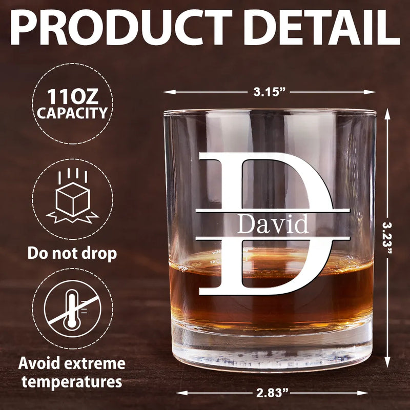 Gift For Yourself, Gift For Men - Custom Photo Vintage Monogram - Personalized Whiskey Glass