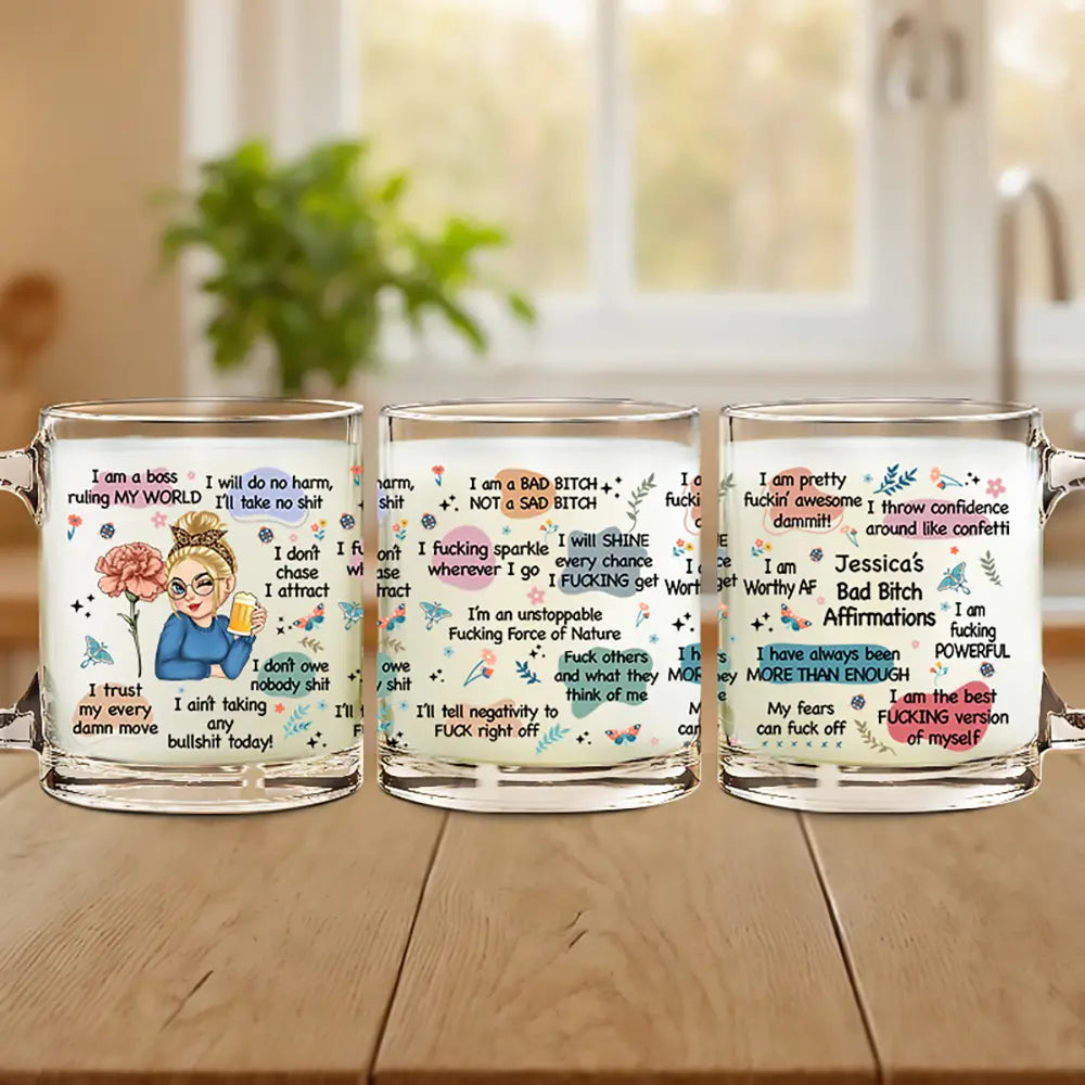 Gift For Yourself, Gift For Women - Girl's Affirmations Daily Reminder - Personalized Glass Mug