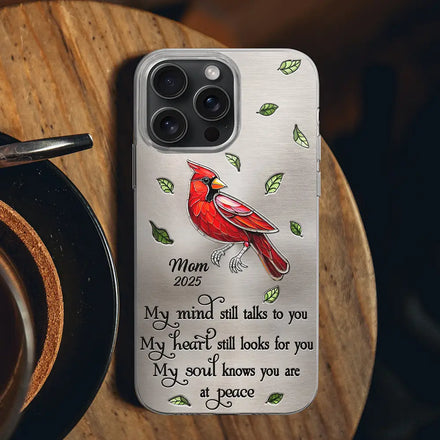 Memorial My Mind Still Talks To You - Metal Effect Printed, Personalized Clear Phone Case