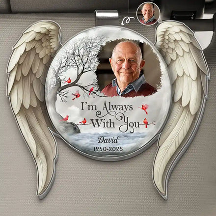 Custom Photo I'm Always With You Angel Wings - Personalized Custom Shaped Acrylic Car Visor Clip
