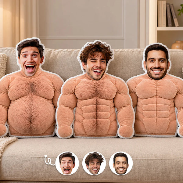Afro Besties,Christmas,Custom Photo,Cut-Face Photo,Gift For Bestie,Humorous - Christmas Funny Gift For Besties Sisters - Personalized Custom Photo Novelty Muscle Body Pillow