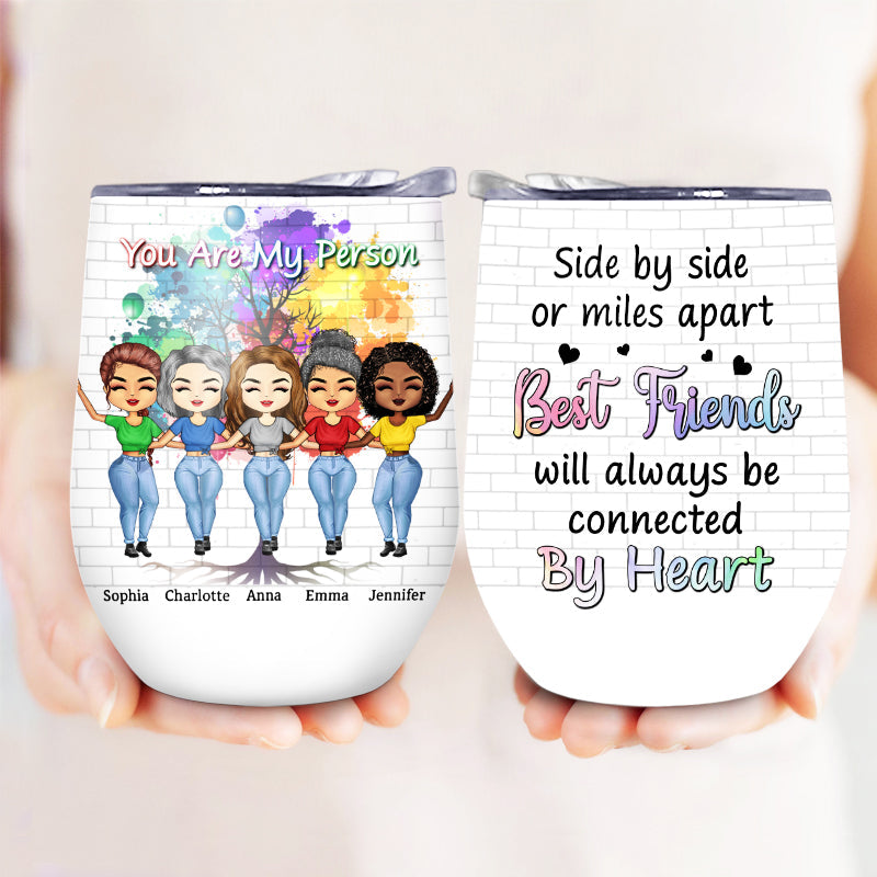 Side By Side Or Miles Apart Sisters And Brothers - Gift For Sibling - Personalized Custom Wine Tumbler