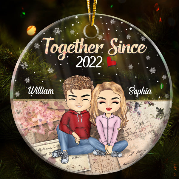 Together Since Husband Wife Christmas - Couple Gift - Personalized Custom Circle Acrylic Ornament