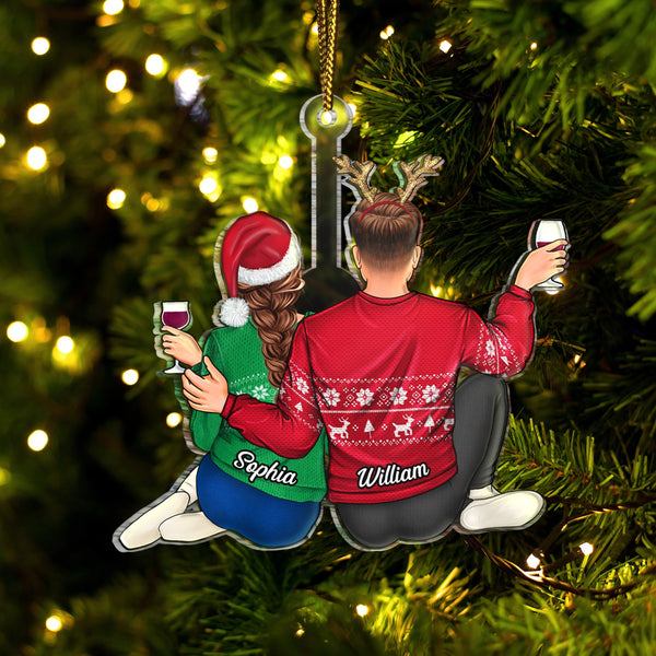 Couple Hugging - Christmas Gift For Couples, Husband, Wife - Personalized Cutout Acrylic Ornament