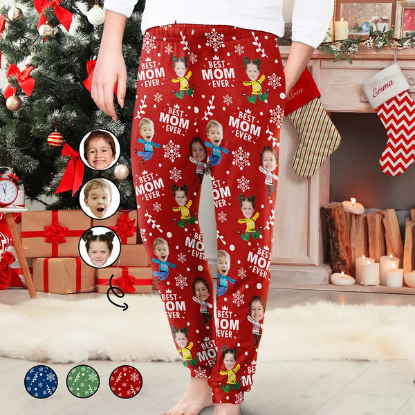 Custom Photo Best Mom Grandma Ever Snow Pattern - Personalized Sweatpants