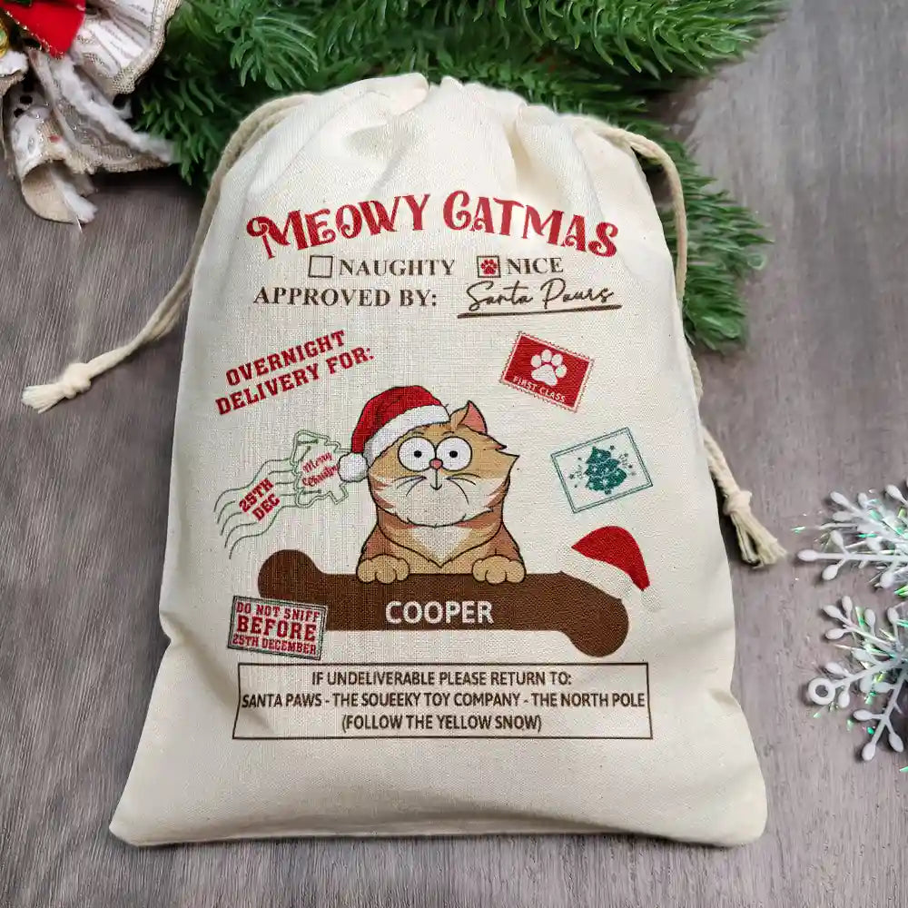 Merry Woofmas Meowy Catmas Funny Cartoon Dog Cat - Personalized Favor Bag