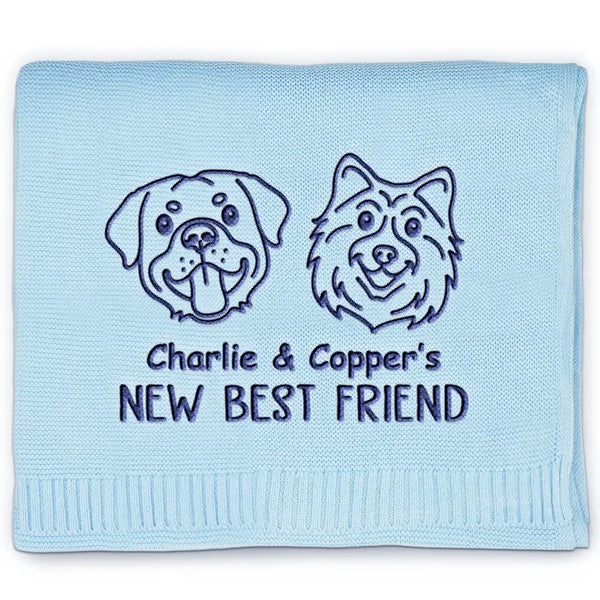 New Dad,New baby,New Mom,Love,Pet Lovers,Dog Lovers - New Best Friend Baby - Personalized Embroidered Knitted Baby Blanket