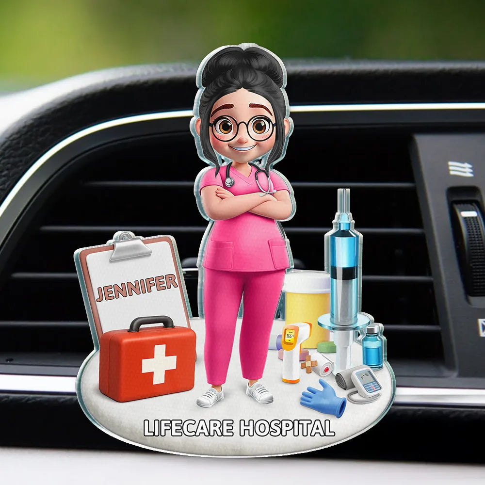 Happy,Nurse,Gift For Yourself - Nurse Happy On The Road - Personalized Acrylic Car Vent Clip