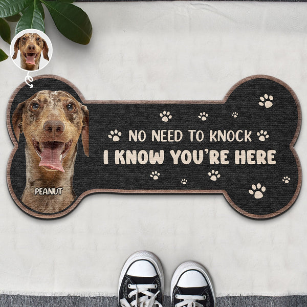 Custom Photo No Need To Knock - Gift For Pet Lovers - Personalized Custom Shaped Doormat