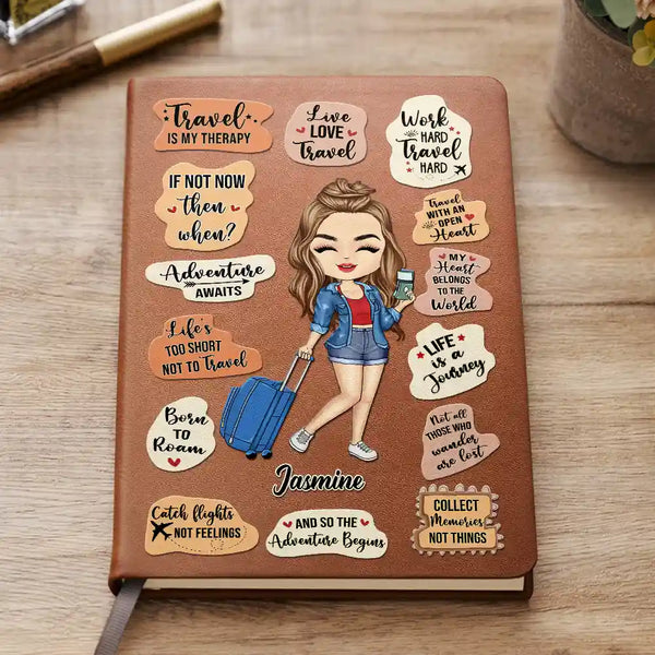 Life Is A Journey Travel Lovers - Personalized Leather Journal