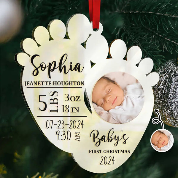 New baby, New Mom, New Dad - Custom Photo Baby's First Christmas - Personalized Custom Shaped Mirror Ornament