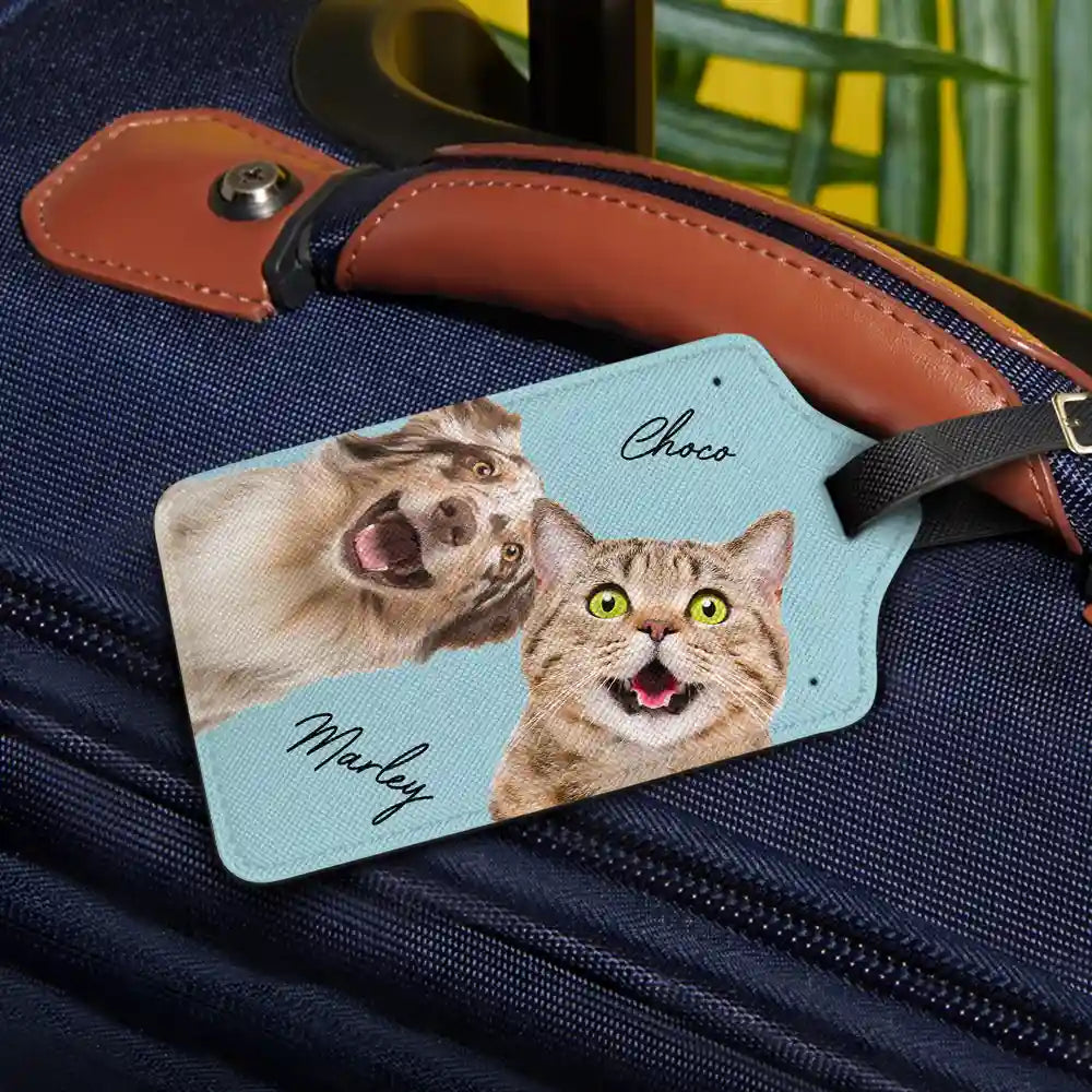 Pet Lovers, Dog Lovers, Cat Lovers,Travel, Gift For Yourself - Custom Photo Dog Cat Pet Human - Personalized Luggage Tag