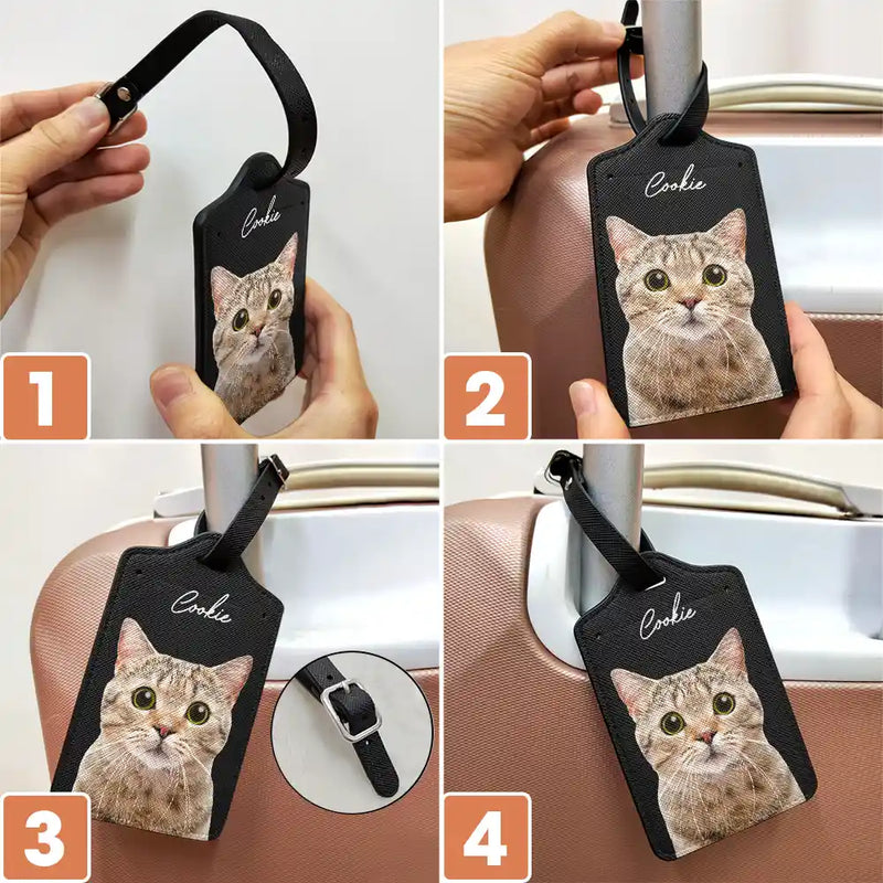 Pet Lovers, Dog Lovers, Cat Lovers,Travel, Gift For Yourself - Custom Photo Dog Cat Pet Human - Personalized Luggage Tag