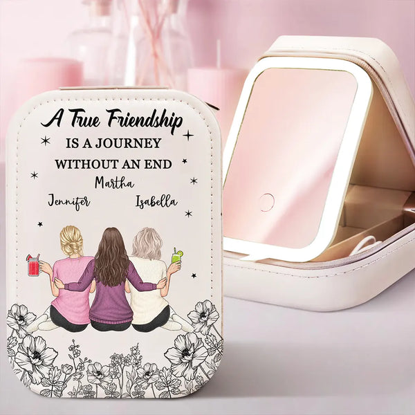 Gift For Bestie - Without An End Besties - Personalized Makeup Box With LED Mirror