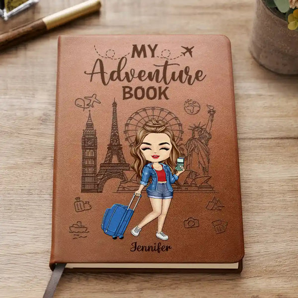 Travel, Gift For Yourself, Gift For Women, Gift For Men - My Adventure Book Travel Journal - Personalized Leather Journal