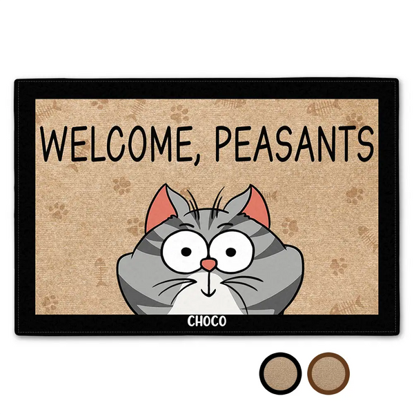 Cat Lovers, Funny - Funny Cats Welcome Peasants - Personalized Doormat