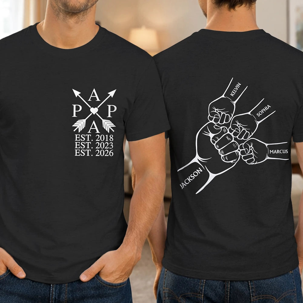 Gift For Father,Gift For Grandpa,Top Market,Non-Eng,Icon,Proud - Papa Dad Cross Arrows Hand Punch - Personalized T Shirt