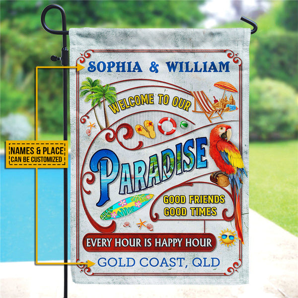 Personalized Beach Surfing Our Paradise Customized Flag