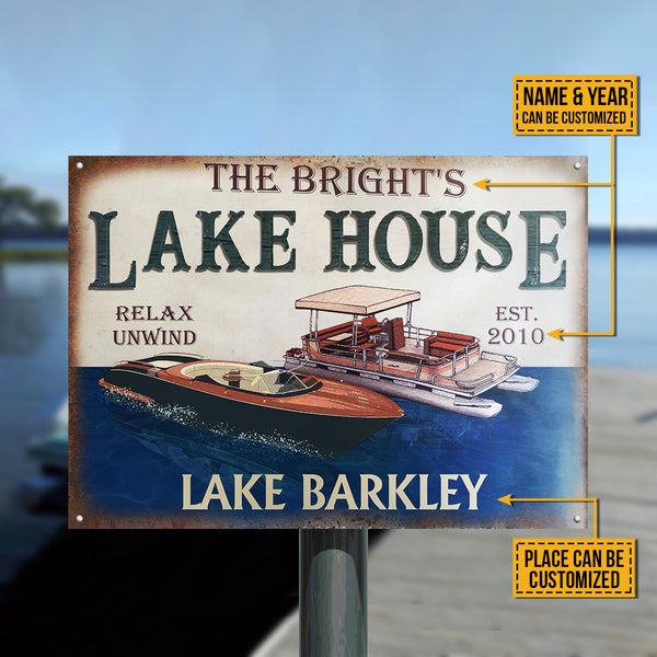 Personalized Pontoon Speedboat Lake Relax Customized Classic Metal Signs
