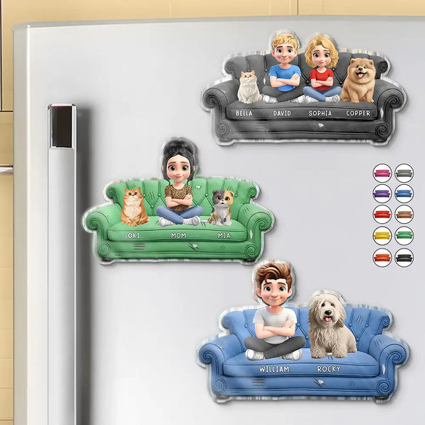 Pet Lovers, Pet Mom, Pet Dad, Pet Couple - Pet Couple Pet Mom And Dad - Personalized Acrylic Fridge Magnet