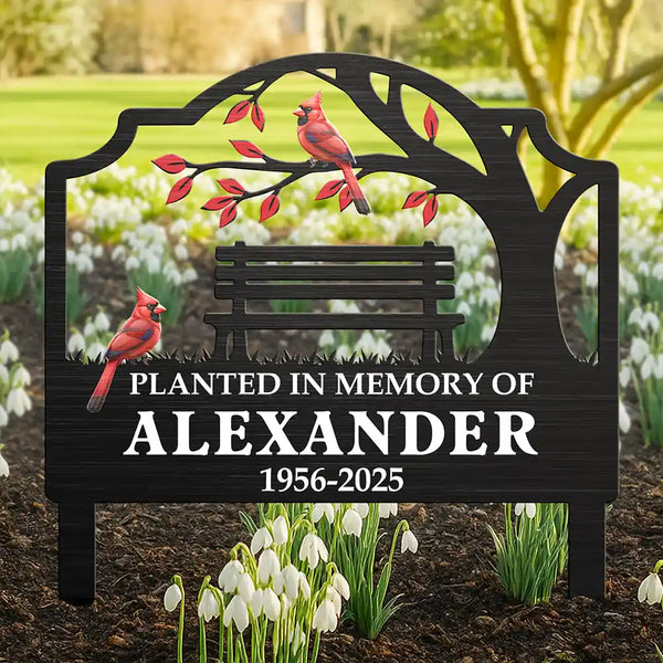Memorial,Family,Gift For Grandparents,Parents,Sad - Planted In Memory Of - Personalized Metal Garden Stake