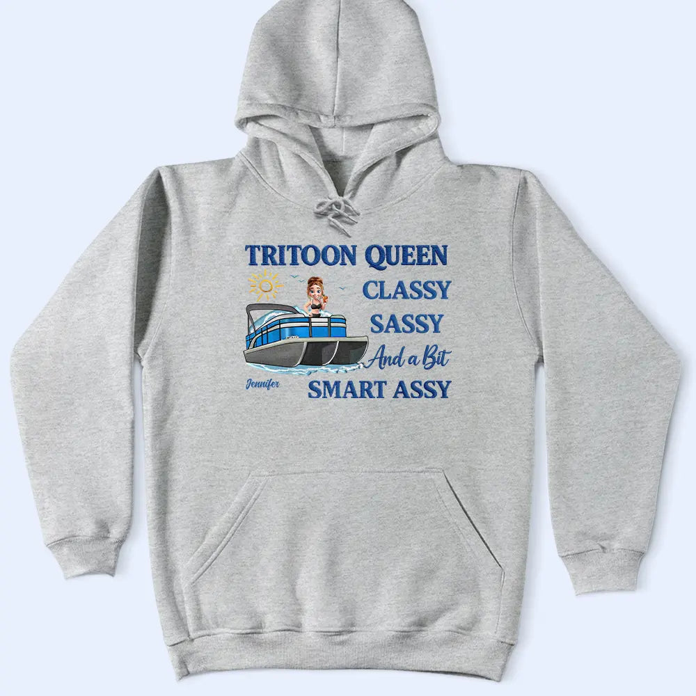 Pontoon,Gift For Yourself,Gift For Women,Lake,Funny - Pontoon Queen Classy Sassy - Personalized T Shirt