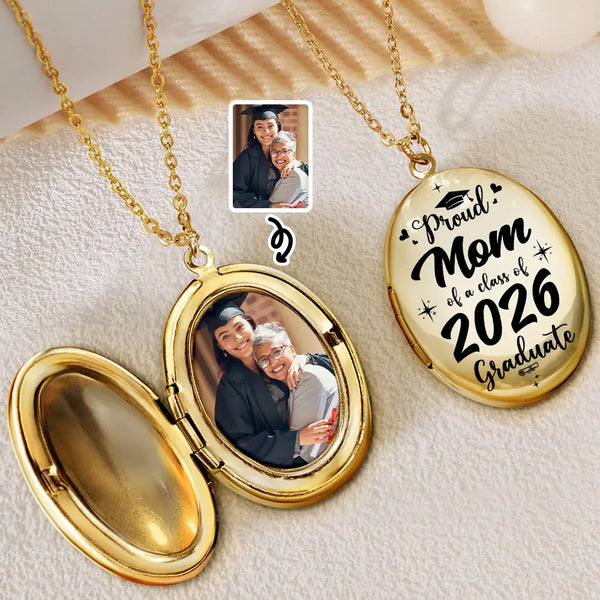 Happy,Graduation,Gift For Women,Gift For Men,Gift For Aunt,Gift For Uncle,Gift For Mother,Gift For Grandpa,Gift For Father,Gift For Grandma,Gift For Sibling,Gift For Sisters,Gift For Brothers - Custom Photo Proud Mom Dad Grandma Of Graduate - Personalized Locket Necklace