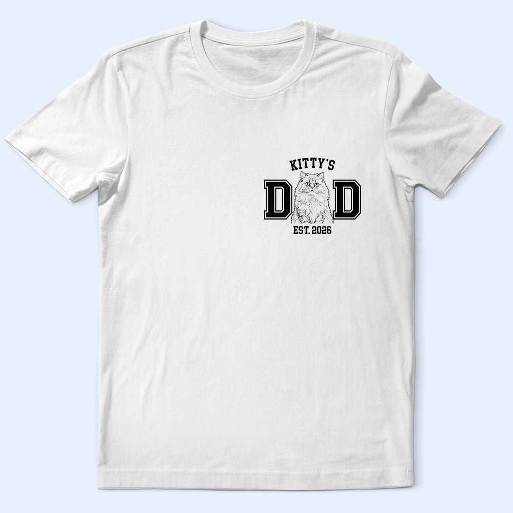 Dog Lovers,Dog Mom,Dog Dad,Cat Lovers,Cat Mom,Cat Dad,Pet Lovers,Pet Mom,Pet Dad,Non-Eng,Photo - Pencil Sketch (Dark BG),Adorable - Custom Photo White Pencil Sketch Art Pet Dad Pet Mom Est Year - Personalized T Shirt