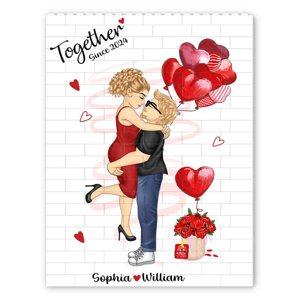 Together Since Couples - Personalized Vertical Rectangle Building Brick Blocks