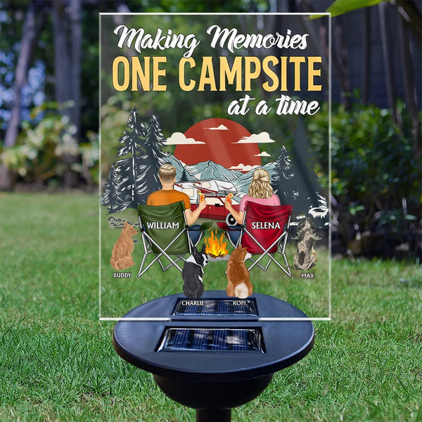 Gift For Couples, Camping, Campsite - Making Memories One Campsite At A Time Camping Couple - Personalized Solar Light