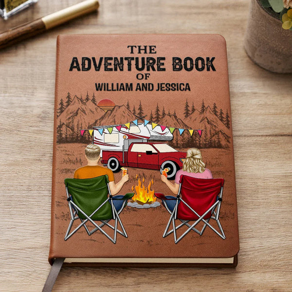 Campsite, Camping - The Adventure Book Couple Camping - Personalized Leather Journal