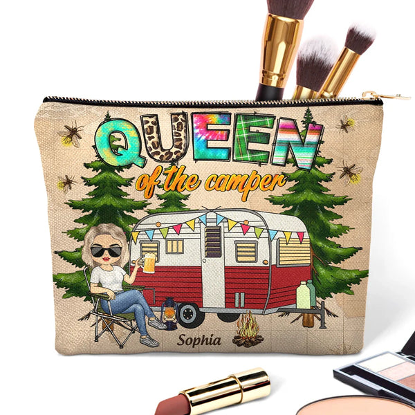 Gift For Yourself, Camping, Campsite - Queen Of The Camper - Personalized Cosmetic Bag