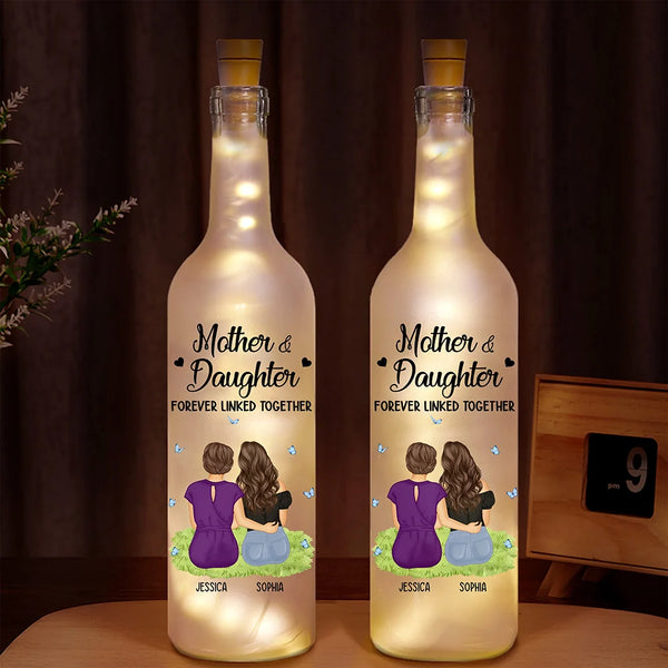 Gift For Mother,Gift For Daughter,Gift For Son,Mom - Sons,Mom - Daughters (Adult),Mom - Children,Love - Mother & Daughter Forever Linked Together - Personalized Bottle Light