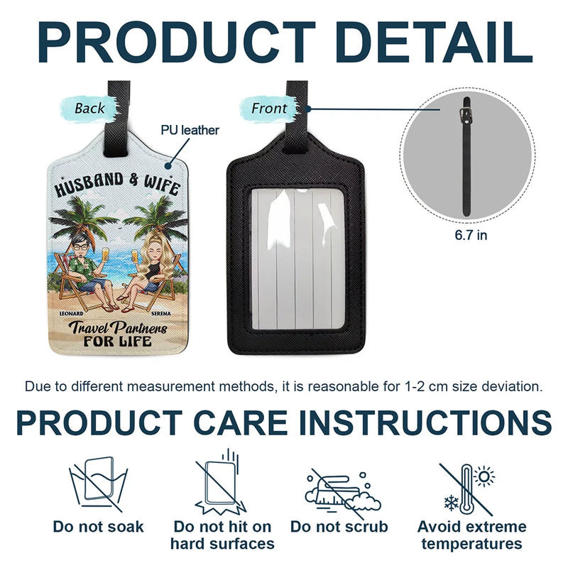 Travel,Gift For Husband,Gift For Wife,Gift For Boyfriend,Gift For Girlfriend,Gift For Couples - Travel Partners For Life - Personalized Luggage Tag