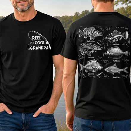 Reel Cool Grandpa Dad - Personalized T Shirt