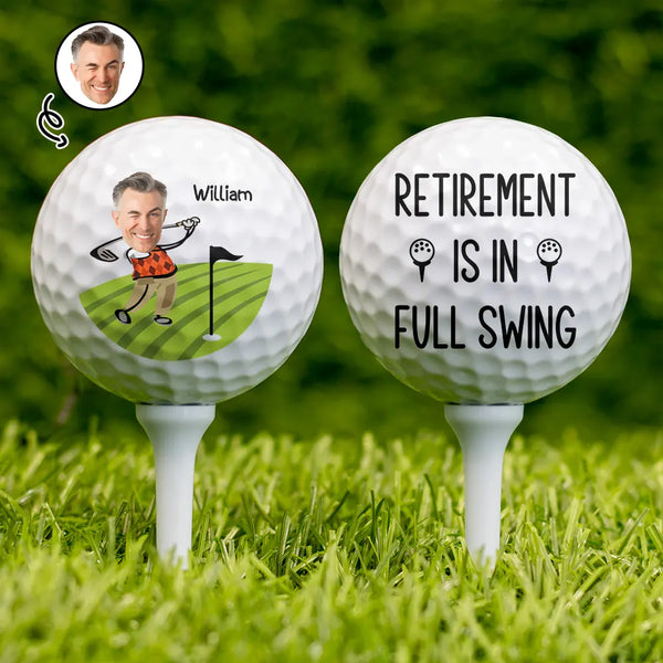 Retirement, Gift For Grandpa, Gift For Father, Golf, Happy - Retirement Is In Full Swing - Personalized Golf Ball